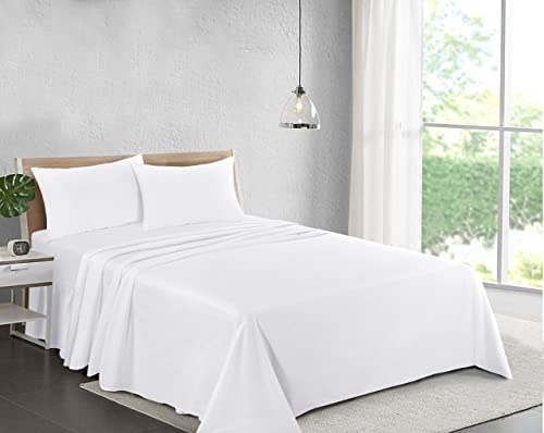 Super Soft White Cotton Flat Sheet, Super King Size