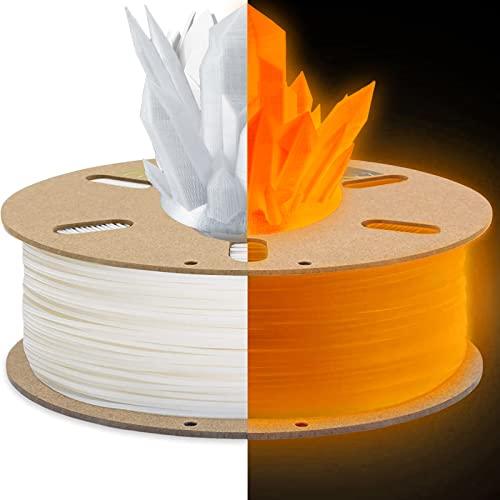 DURAMIC 3D PLA Filament 1.75mm Glow in The Dark Orange 1kg, 3D Printing Filament No-Tangling No-Clogging Dimensional Accuracy +/- 0.05 mm, Consistent Performance for 3D Printer