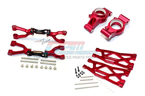 Traxxas X Maxx 4X4 Upgrade Parts Aluminium Rear Upper + Lower Arms + Knuckle Arms Set - 40Pc Set Red