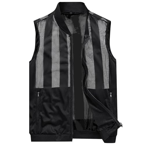Chaleco deportivo para hombre, sin mangas, chaqueta de entretiempo - Chaleco acolchado ligero para hombre, negro, chaleco de trabajo, de verano, sin mangas, de algodón, sin mangas, para fotografía