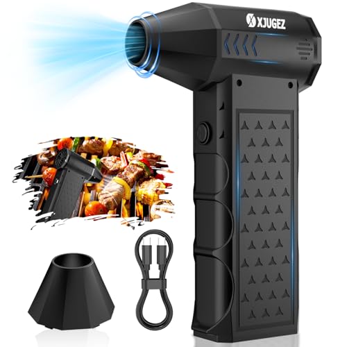 XJUGEZ Souffleur Air Comprimé avec Buse Amovible, Dépoussiéreur Electrique 130 000 tr/min, 4 Vitesses, Souffleur Electrique pour PC,Clavier,Voiture,Feuilles,Neige, Barbecue,Design Star