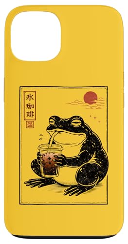 Ukiyoe Iced Coffee Frog Japanese Line Art Funny Ice Coffee �X�}�z�P�[�X iPhone 13 �p