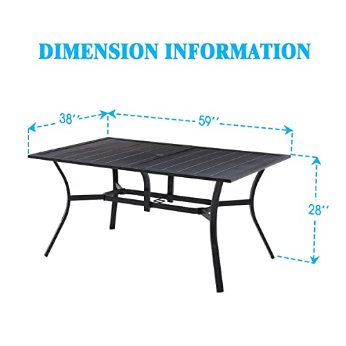VICLLAX Outdoor Patio Table for 6 Person, 59" x 38" Rectangle Outdoor