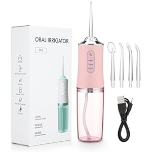 Water-Flosser-Teeth-Cleaner, Rechargeable – Waterproof, Portable Cordless Dental Oral Irrigator, Water flossers for Teeth, 3 Modes 4 Nozzles, for Home and Travel Elegant, Water Flosser for Braces