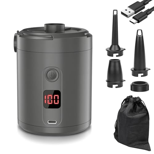 Elektrische Luftpumpe für Luftmatratze, Lytool 5200mAh Wiederaufladbare Akku Luftpumpe mit 3 Luftdüsen für Camping, Schlauchboot, Matratze Luftmatratze, Planschbecken Pool Kinder und Schwimmring