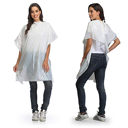 100pcs Hair Cutting Cape Disposable,Disposable Salon Capes for Hair Cutting and Hairdressing Kids Adults,39”x51”,Barber and Home,Double Thickness,Breathable,Waterproof,White