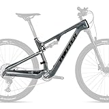 YFGSFWTS Full Suspension Carbon Fiber Frame 15"/17"/19"/21" Enduro/Downhill Mountain Bike Frame for 27.5/29er Wheel 12X148mm Boost Thru Axle Disc Brake XC/DH Soft Tail Frame(Gray,27.5x15'')