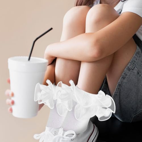 1pair Lace Ankle Socks for Girls Lightweight Breathable Cotton Dress Socks for Years Old for Casual and Formal Occasions4