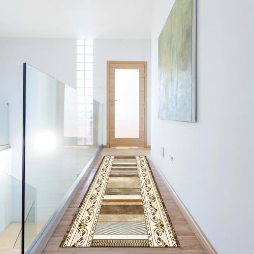 Alfombra de pasillo beige de 40x250 cm lavable a máquina 6