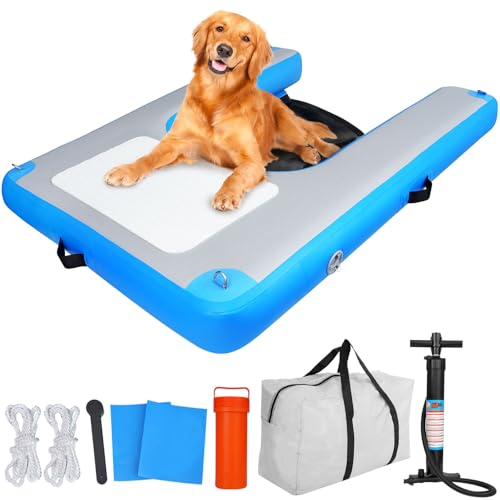 HONYTA Inflatable Dog Water Ramps, Float Floating Ramps for Dog Water Ladder Steps Ramp for Pools Boats Docks Swimming Pets Water Bed with Non-Slip Pad