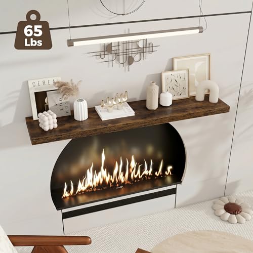 Image of Fun Memories 12 Deep Floating Shelves for Wall, 55W x 12D Extra Large Floating Shelves Set of 2, Hanging Wood Wall Shelves for Living Room, Kitchen, Bedroom, Farmhouse, Laundry Room, Office - Brown