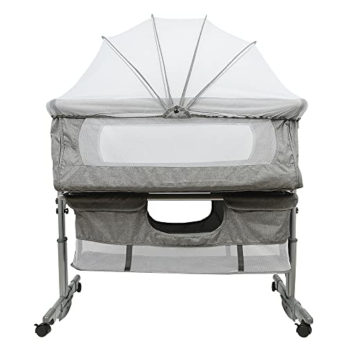 OHMG Babybett mit Schlafmodus und Wiege, Wiege für Neugeborene mit...