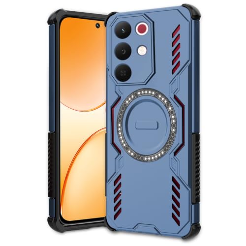 Image of AESTMO Back Case Cover for Realme 15X 5G / C85 5G | Magnetic Case with Built-in Metal Ring | Compatible with MagSafe Accessories | Shockproof Hybrid (PC + TPU) (Blue)