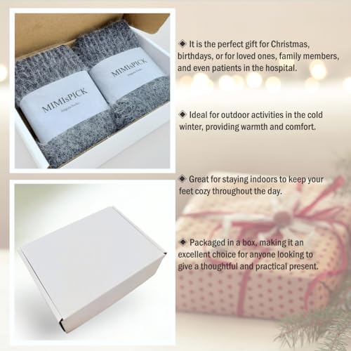 Image of 2 Pairs Plain Fuzzy Fluffy Angora Wool winter warm and soft women's socks, Christmas gift