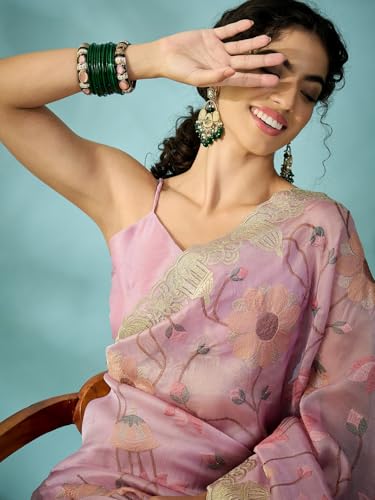 AKHILAM pink tussar silk saree in tussar silk – image 6
