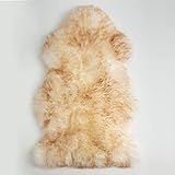 HUAHOO Genuine Grey Sheepskin Rug Gray Real Sheepskin Blanket Natural Fur (Single/2ft x 3ft,...