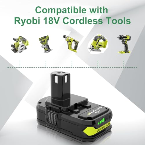 Image of Reoben 2PACK 3.6Ah Battery Replacement for Ryobi 18V Battery Compatible with Ryobi Battery 18 Volt P102 P103 P104 P107 P108 P109 Cordless Power Tools(Green-2P)