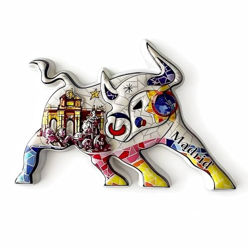 Imán frigorífico toro Madrid diseño mosaico 3D miniatura 1