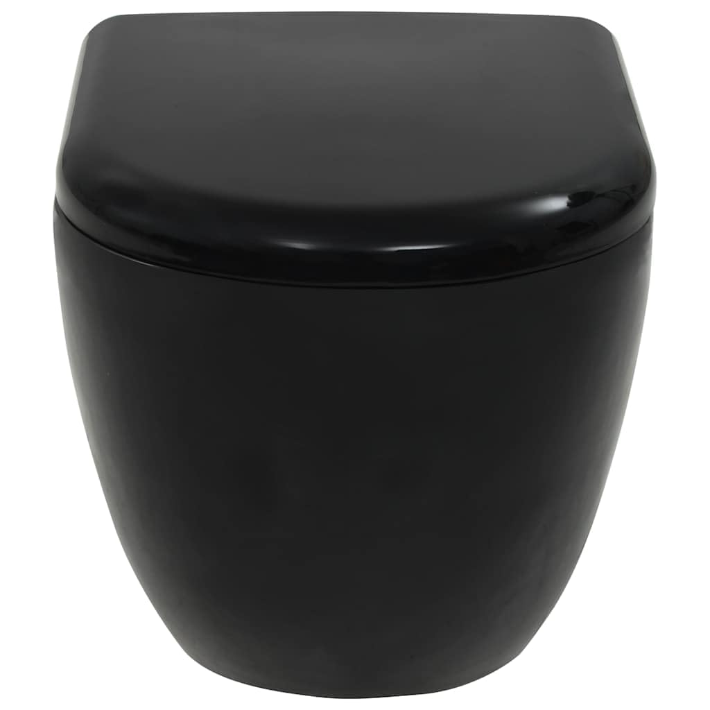 vidaXL Toilette Murale Céramique Noir WC Suspendu Salle de Bains Cuvette