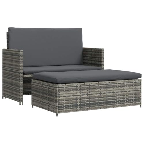 vidaXL Gartensofa 5-TLG. Poly Rattan Grau Lounge Gartenmöbel...