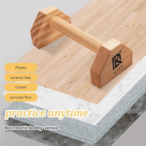 Image of Push Up Stand Wooden with Non-Slip Base for Exercise Home Gym Workout Equipment Men and Women | Wooden Parallettes Handle EASY TO USE