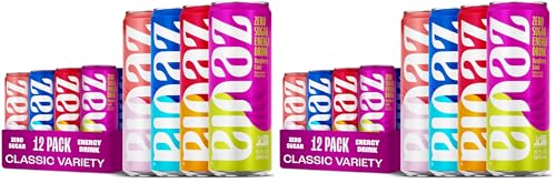 Zevia Zero Sugar Energy Drink,Classic Variety Pack,12 oz Cans –