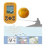 Hcyx Sonar Kabelloser Fischfinder Sensor Fischfinder mit Fischgröße, Wassertemperatur, Bodenkontur, Farb-LCD-Display Tragbarer Fischfinder