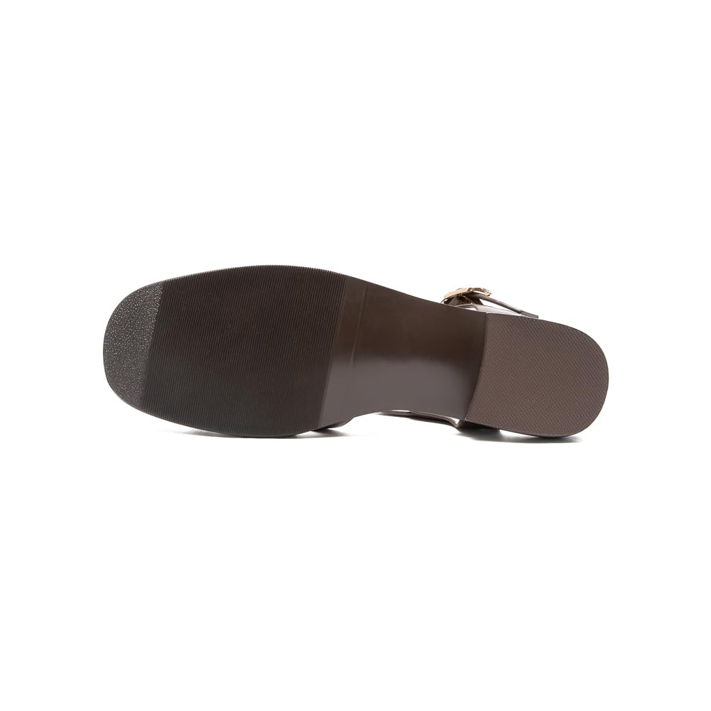 ONEENO Sandalias romanas planas de cuero para mujer
