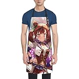 [RFSHOPWF] ウマ娘 ライスシャワー エプロン H型シンプルカフェエプロン おしゃれレディースメンズポケット付き シワになりにくい撥水汚れにくい家庭用ピナフォア 保育士キッチン業務用作業用えぷろん。70cm×84cm