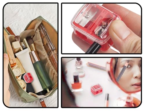 Lhbwhiz 4 Stück Spitzer für Kajalstifte,2 Löcher Cosmetic Anspitzer,Make-up Doppel Bleistiftspitzer,Kosmetikstifte Tragbare Dual Sharpener,für Augenbrauenstift Lipliner(Rot)