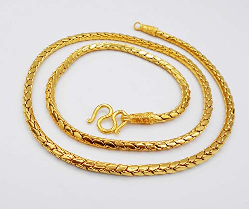 Chain Gold Plated Heavy Necklace 22k 23k 24k Thai Baht 24 Grams 24 Inches Width 4 mm Jewelry Men's Women2