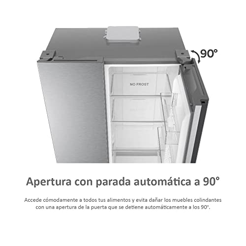 Haier-SBS-90-Series-3-HSR3918ENPG-Frigorifico-Side-by-Side-Americano-Apertura-90-grados-Tecnologia-Antibacterias-Motor-Inverter-Ancho-90cm-Capacidad-XXL-528L-Total-No-Frost-Clase-E-Inox