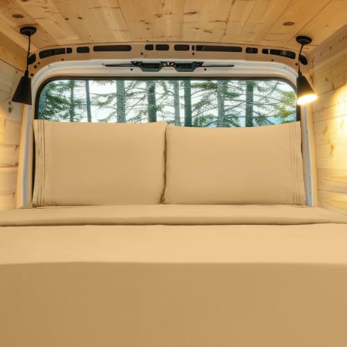 Image of Elegant Comfort Luxury 1500 Premium Hotel Quality Microfiber 4-Piece Sheet Set - Wrinkle Resistant, All Around Elastic Fitted Sheet, Deep Pocket up to 16 inch, RV Short Queen, Gold