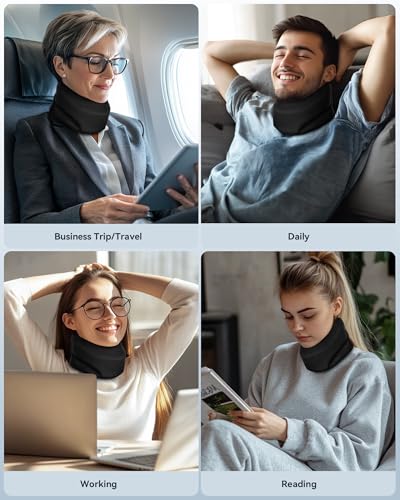 Image of Neck Brace Cervical Collar - Neck Support Brace for Sleeping, Soft Foam Wraps Keep Vertebrae Stable and Aligned for Relief of Cervical Spine Pressure Black Small(10.6-12.6 Inch)