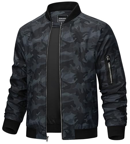 Image of TACVASEN Men's Lightweight Jacket Casual Spring Fall Windbreaker Bomber Zip Up Coat with Pocket