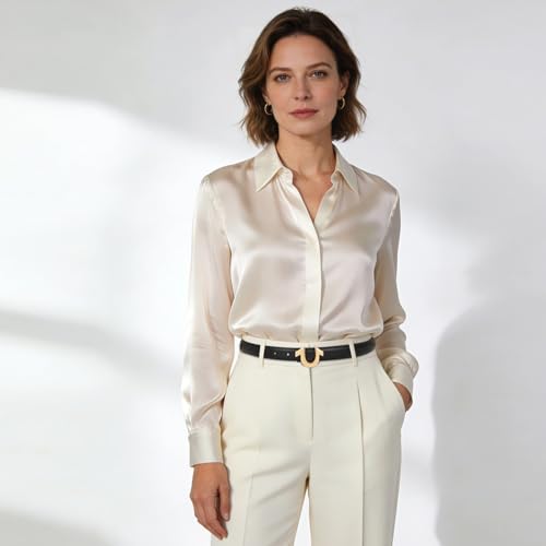 Image of Aurolran Women's Leather Belt with Buckle - Ideal for Dresses, Jeans, and Coats