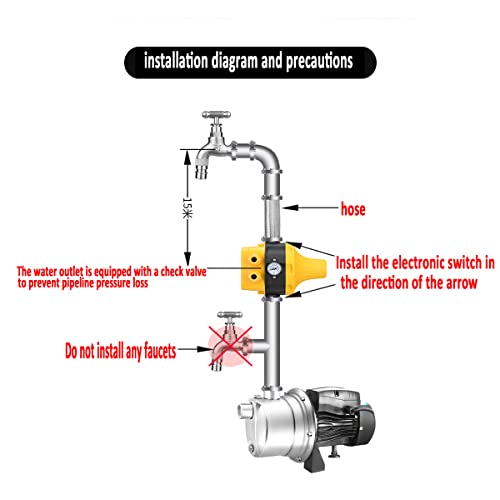 Zyiy 1.1Kw Shortage Protection Electronic Pressure Switch Automatic Water Pump Control Switch Water Flow Sensor Switch Water Pump Water #TOP4