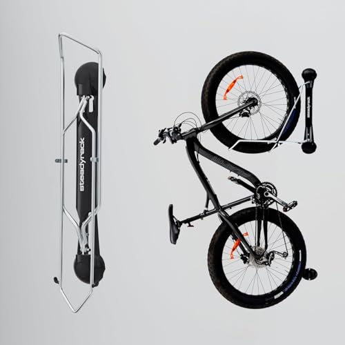Image of Steadyrack Fat Tire Bike Rack - Vertical Wall Mount Storage for Fat Bikes with 2.8 inch-4.5 inch Wide Tires - Space-Saving Pivot Design for Garage or Home