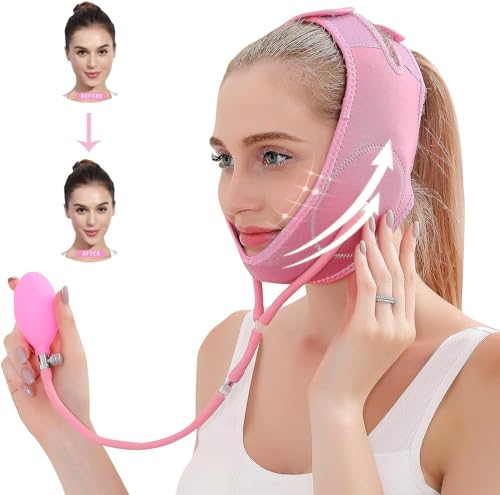 Image of Facial Slimming Mask | Face Lifting Belt With Thin Strip & Air Pump | Face Sleep Slim Lift Band Mask | Face Shaper Band | Pain-Free V-Line Chin Cheek Lift Up Band(Size Small)