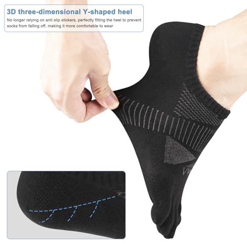 VWELL No Show Toe Socks for Men Women COOLMAX Five Finger Socks Athletic Running Ankle Low Cut 5 Toe Socks (3Pairs)4
