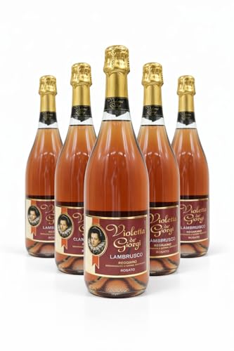 Violetta de' Giorgi Lambrusco Reggiano Rosato D.O.C. Dulce – Vino Espumoso Italiano – Caja de 6 Botellas de 75 cl – Emilia-Romaña