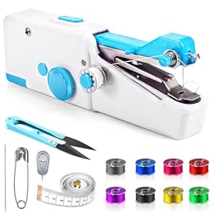 Handheld Sewing Machine, Mini Sewing Machine for Beginners, Battery and USB Operated Pocket Sewing Machines, Easy to Operate Portable Sewing Machine for Beginners (Blue)