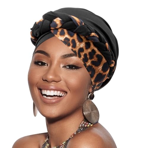 DRESHOW Turbante Africano para Mujeres Preatado Trenzado Envoltura de Cabeza Sombreros Moda Gorra de Dormi Gorro cáncer de quimio