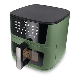 Tognana Iridea, Friggitrice ad aria 10L, doppia resistenza, display digitale, timer, 80-200°C, finestra, 2300W, Verde Salvia