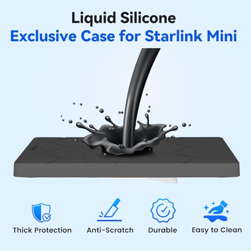 Image of Starlink Mini Protective Cover Case, Hailproof Liquid Silicone Protective Case for Starlink Mini Dish, Starlink Minis Accessories Waterproof Shockproof Portable for Outdoor Camping, Black
