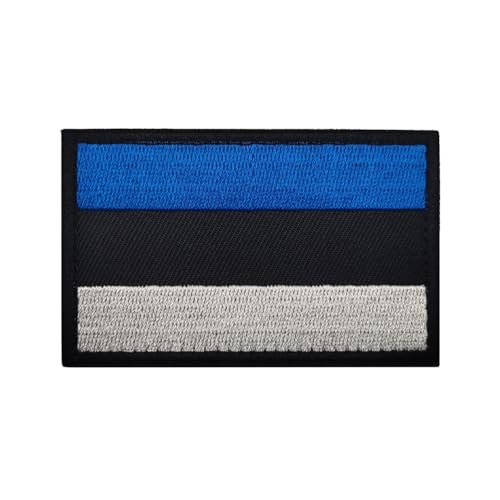 GreatRise 2 Stück Estland Flagge Patch Militär Abzeichen, 8 × 5cm Hook and Loop Europa Flaggen Gestickt Abzeichen Bunt Selbstklebender Patch für Kleidung Rucksack Uniformen Weste Jacke