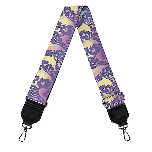 Image of GLENLCWE Purple Dolphin Print Purse Strap Wide Shoulder Strap Adjustable Replacement Belt for Crossbody Canvas Handbag Luggage