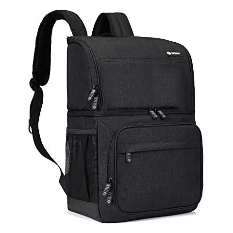 Easthills Outdoors Backpack Cooler 23.5L (24 cans) Insulated Leak-Proof Double Decker Lunch Cooler Backpack with Dry Storage Compartment for Camping, Hiking, Beach, Park or Day Trips, Black Cover