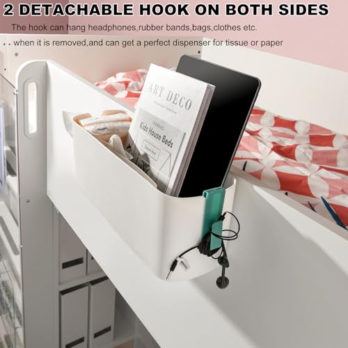 Bettablage Zum Einhängen, 2 Stück Bett Organizer Zum Einhängen, Bett Organizer, Nachttisch Bett Bettablage Betttasche Boxen mit 2 Abnehmbarer Haken, Hängebett Organizer Aufbewahrungskorb, für Büro