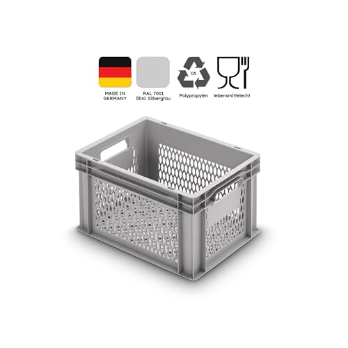 1a-TopStore Eurobox Stapel- und Transportkasten, durchbrochen, perforiert, offene Griffe, verschiedene Größen (40x30x24 cm)